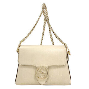 Gucci 607720 Outlet Interlocking G Chain Shoulder Bag Leather Women's GUCCI